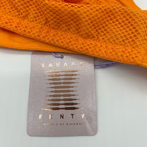 SAVAGE FENTY by Rihanna Stranded In Lace Crochet Balconette Bra 38DD Orange Crm - Picture 10 of 11